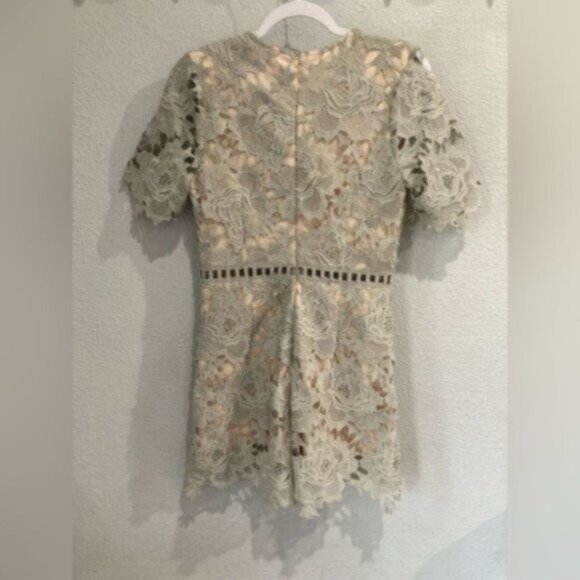 ASTR Revolve Boho Ethereal Cottagecore Neutral Embroidered Romper - Picture 9 of 12